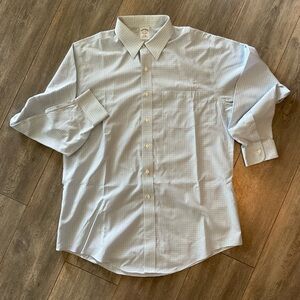 Brooks Brothers Light Blue Grid Dress Shirt, Size 17-34
